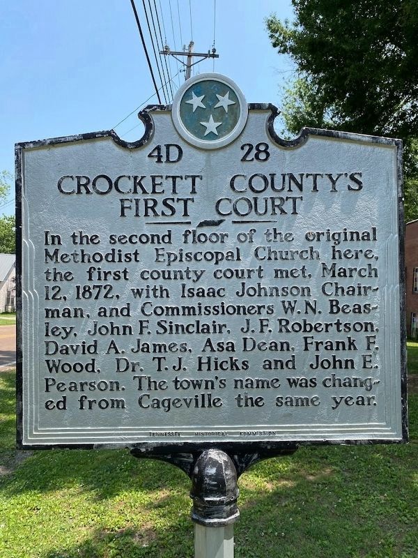 Crockett County's First Court Marker image. Click for full size.