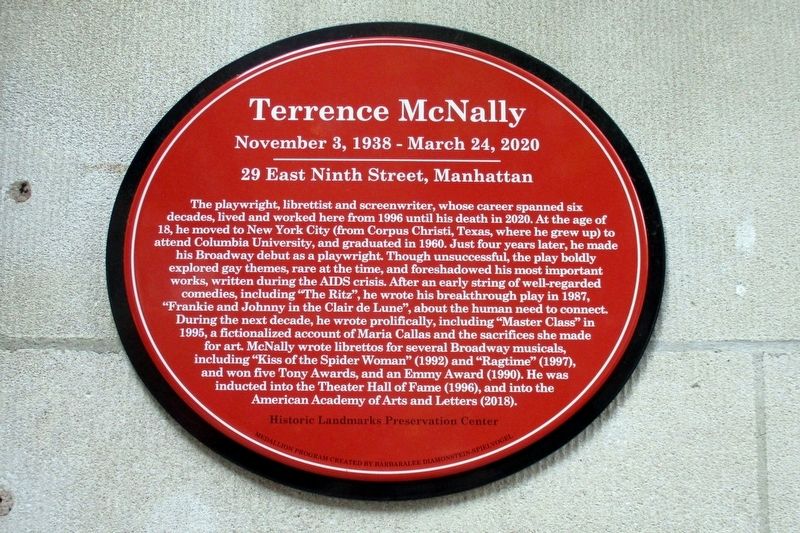 Terrence McNally Marker image. Click for full size.
