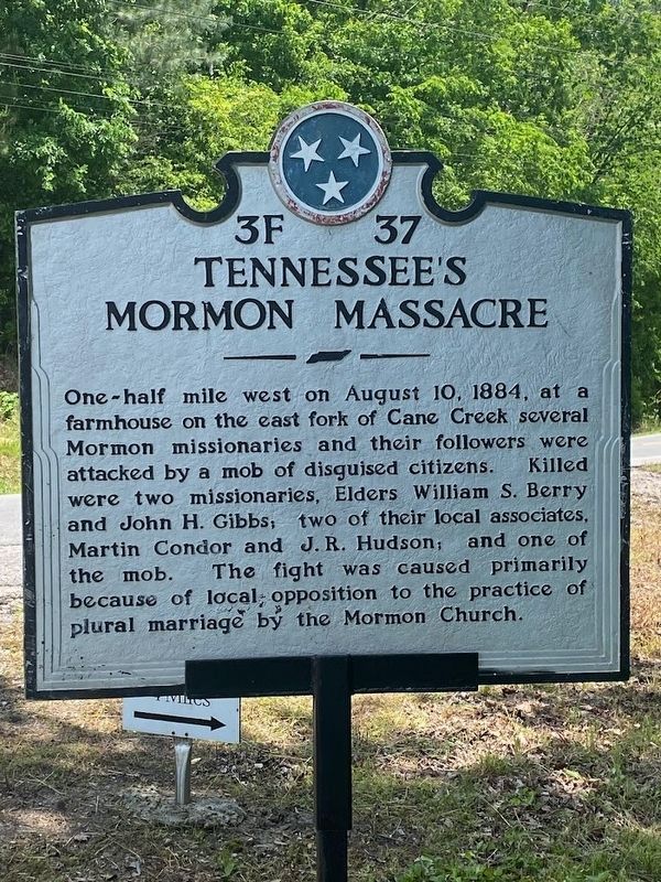 Tennessee's Mormon Massacre Marker image. Click for full size.