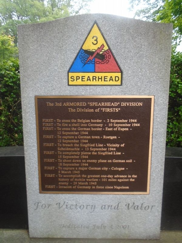 The 3rd Armored "Spearhead" Division Marker image. Click for full size.