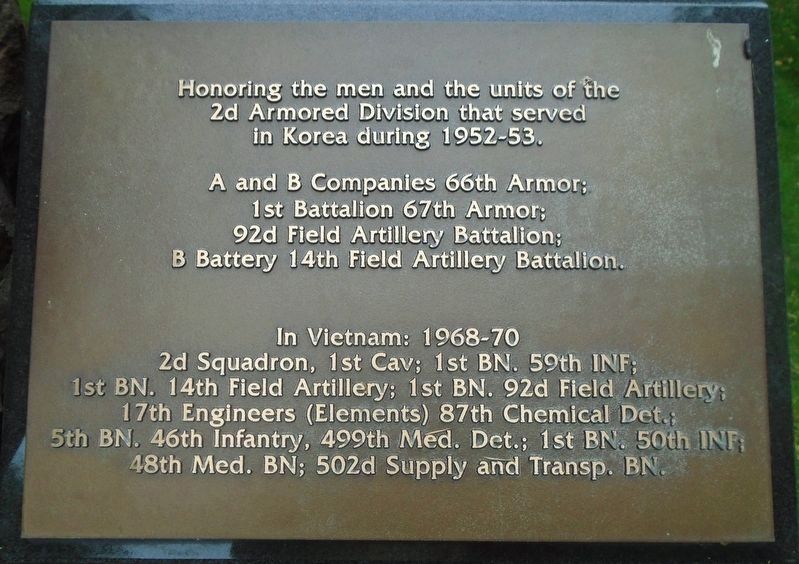 2d Armored Division Korea/Vietnam Marker image. Click for full size.