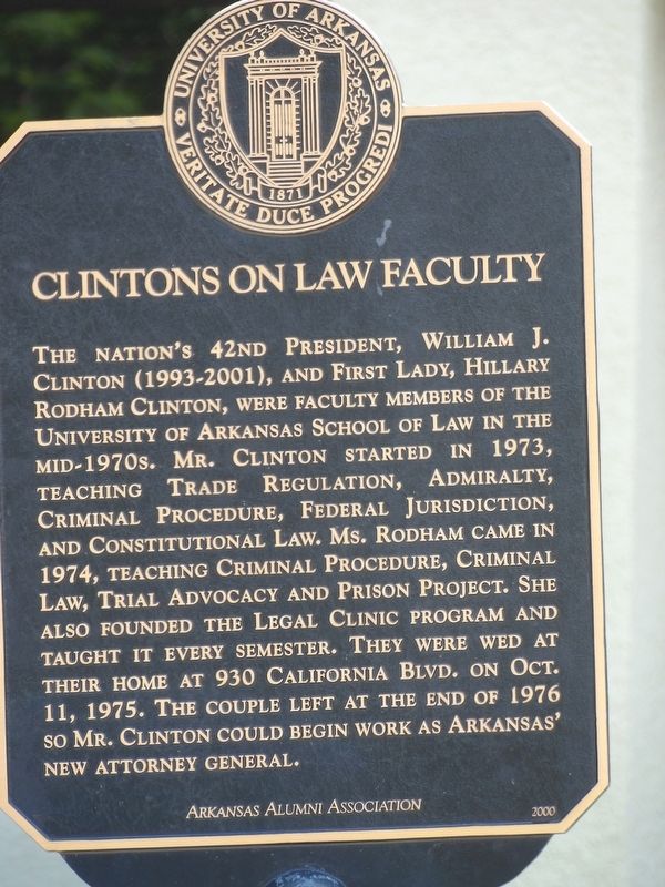 Clintons on Law Faculty Marker image. Click for full size.