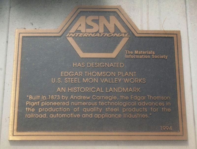 Edgar Thomson Plant Marker image. Click for full size.