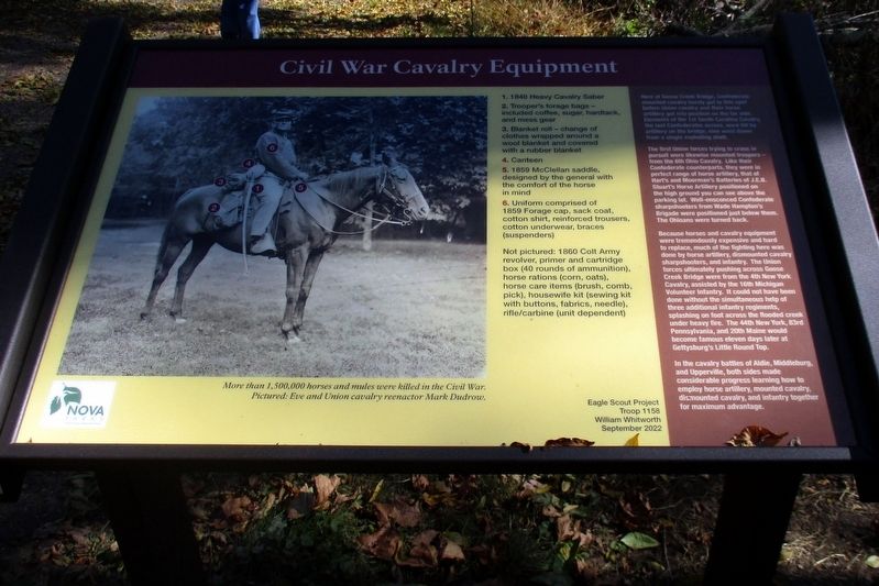 Civil War Cavalry Equipment wayside image. Click for full size.