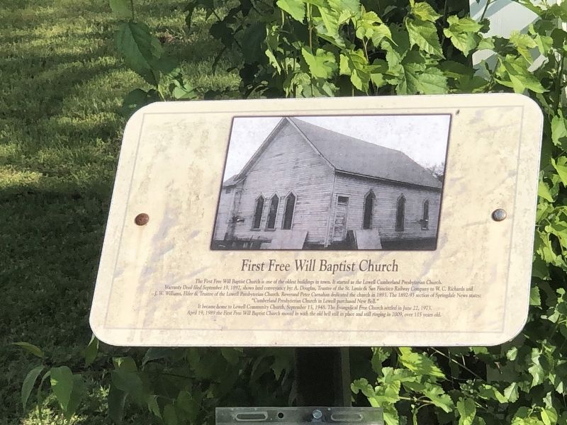 First Free Will Baptist Church Marker image. Click for full size.