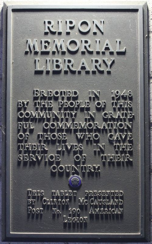 Ripon Memorial Library Marker image. Click for full size.