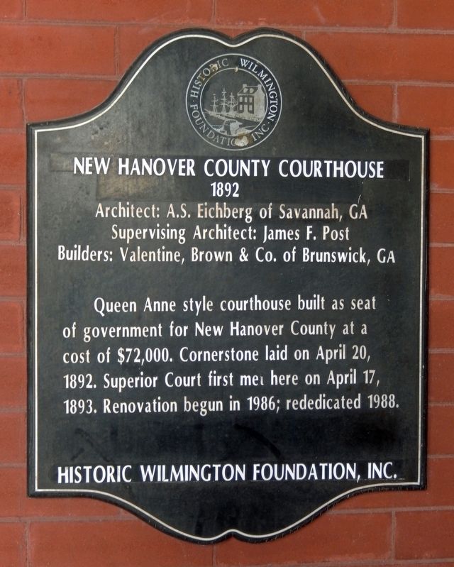 New Hanover County Courthouse Marker image. Click for full size.