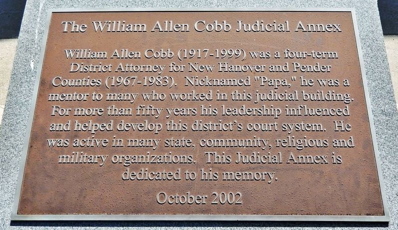 William Allen Cobb Judicial Annex Marker image. Click for full size.