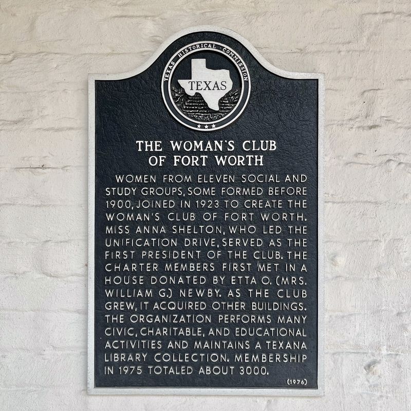 The Woman's Club of Fort Worth Texas Historical Marker image. Click for full size.