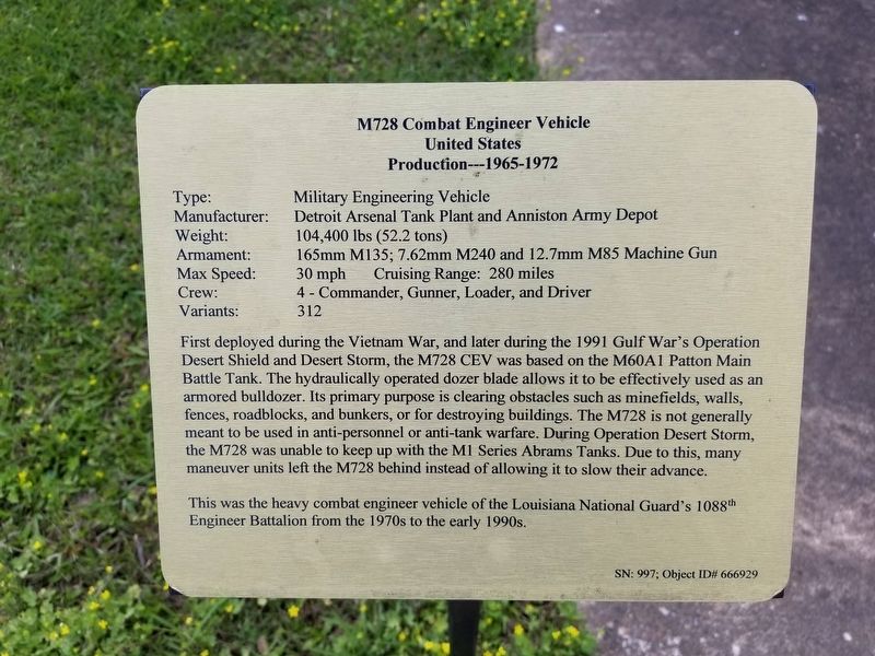 M728 Combat Engineer Vehicle Marker image. Click for full size.