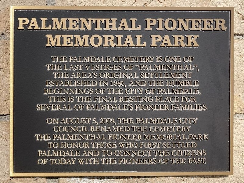 Palmdale Cemetery Marker image. Click for full size.