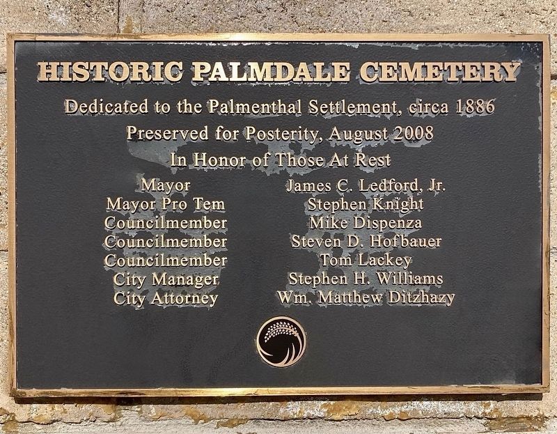Palmdale Cemetery Marker image. Click for full size.