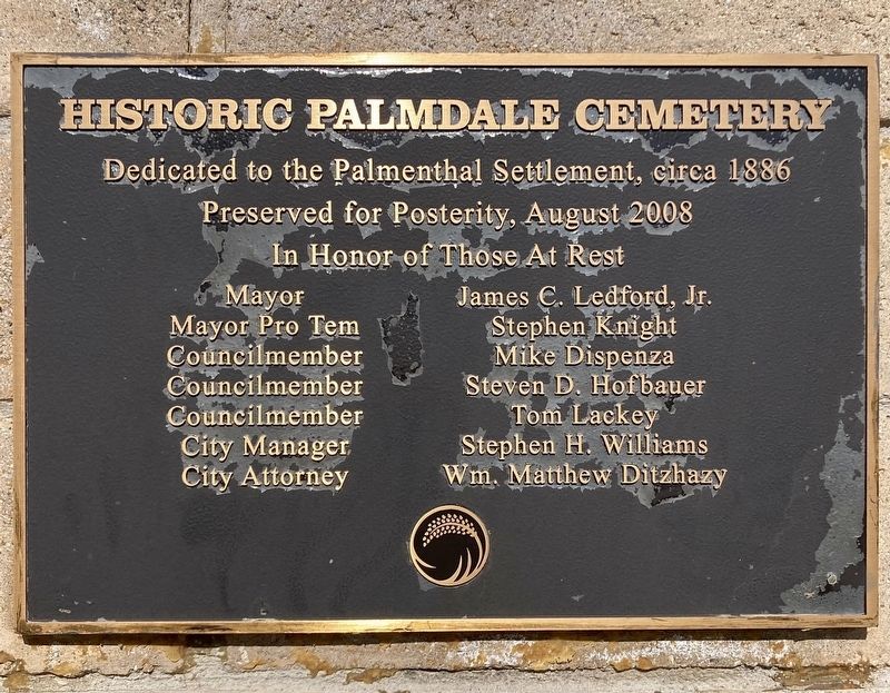 Palmdale Cemetery Marker image. Click for full size.