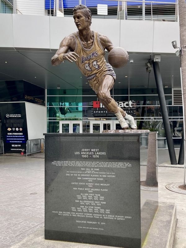 Jerry West Statue and Marker image. Click for full size.