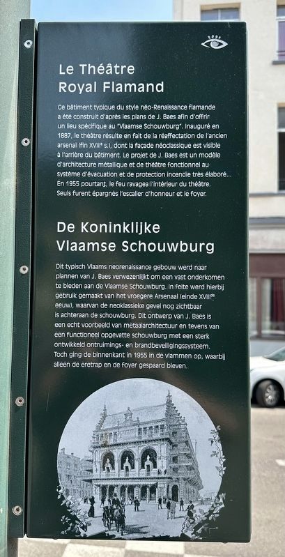 The Royal Flemish Theatre Marker - French and Dutch side image. Click for full size.