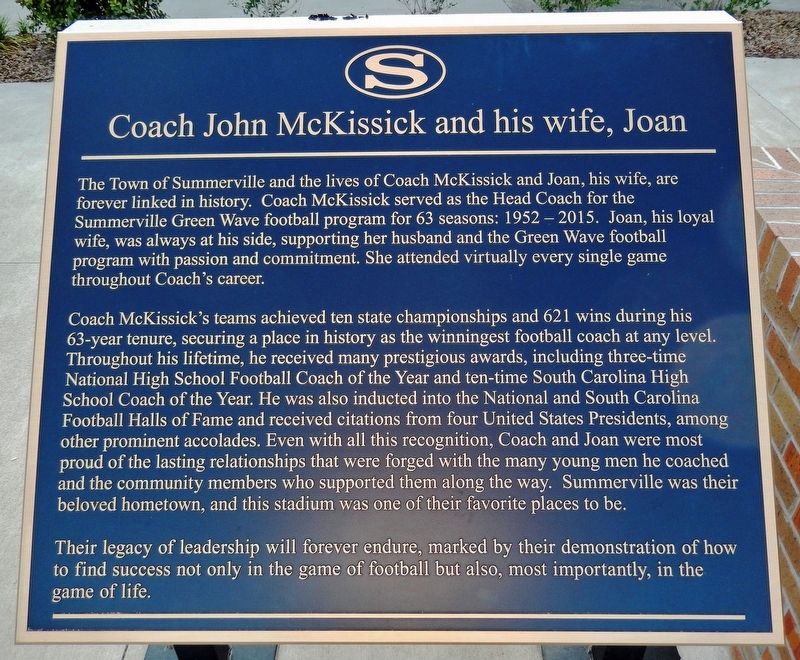 Coach John McKissick and his wife, Joan Marker. Click for full size. Coach John McKissick and his wife, Joan Marker image. Click for full size.