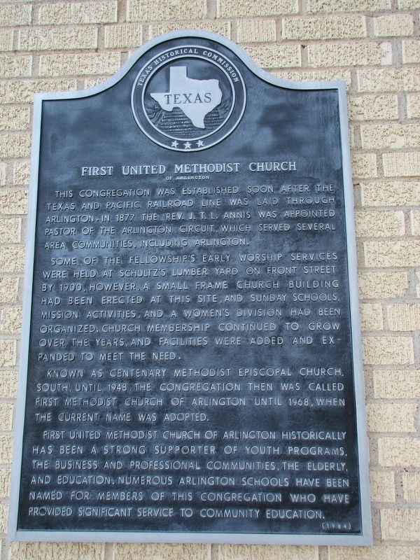 First United Methodist Church of Arlington Marker image. Click for full size.