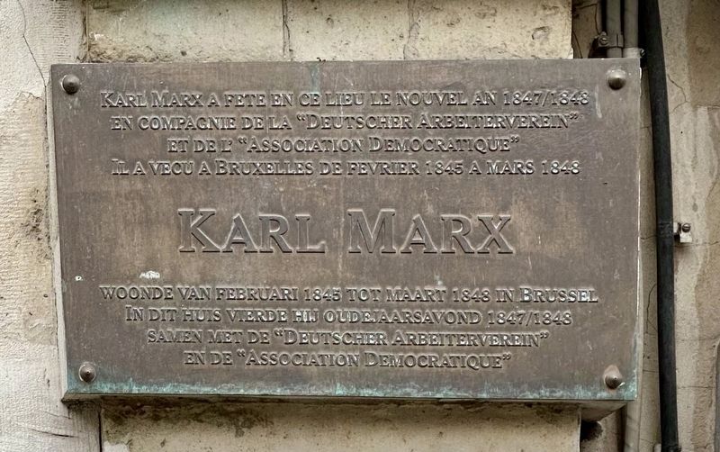 Karl Marx Marker - French and Dutch panel image. Click for full size.