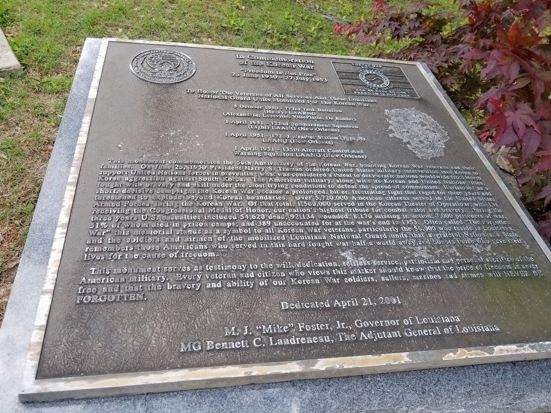 Louisiana National Guard Korean War Memorial Marker image. Click for full size.
