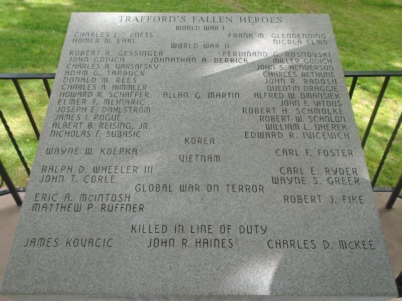 Trafford's Fallen Heroes Marker image. Click for full size.