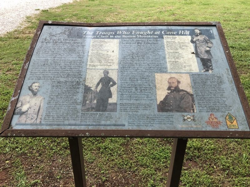 The Troops Who Fought at Cane Hill Marker image. Click for full size.