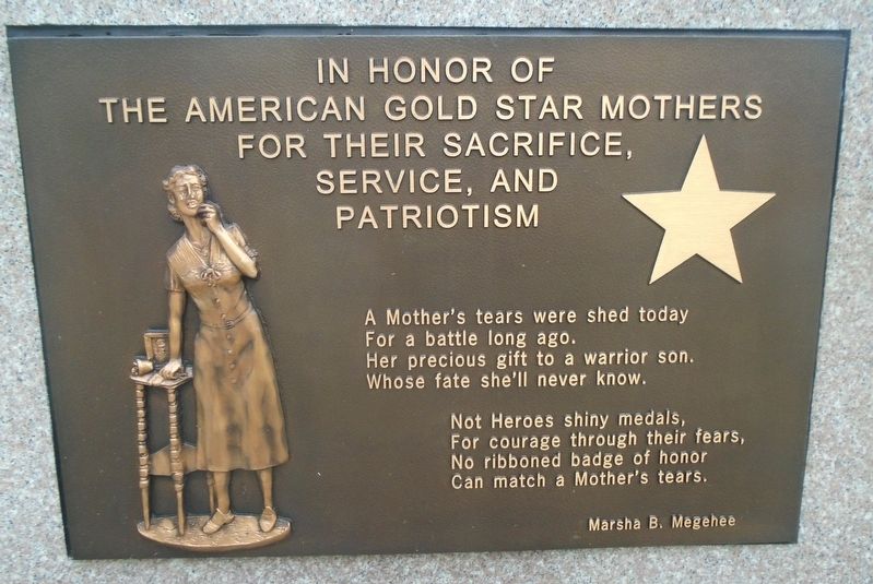 American Gold Star Mothers Memorial Marker image. Click for full size.