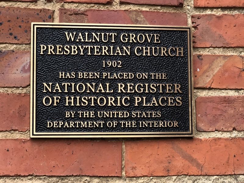 Second Walnut Grove Presbyterian Church National Register plaque image. Click for full size.
