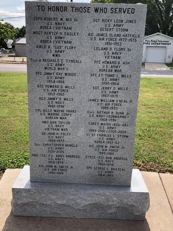 Pea Ridge Veterans Memorial Slab #1 image. Click for full size.