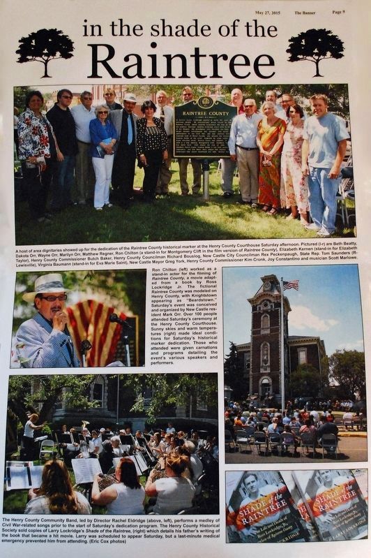 In the Shade Of The Raintree-Coverage of the Raintree ceremony by The Knightstown Banner. image. Click for full size.
