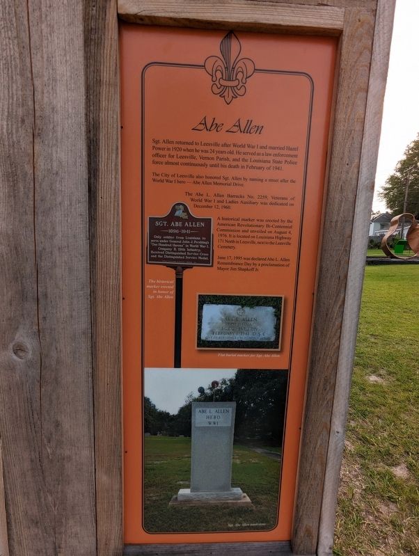 Sgt. Abraham Lincoln "Abe" Allen Marker. Click for full size. Sgt. Abraham Lincoln "Abe" Allen Marker image. Click for full size.