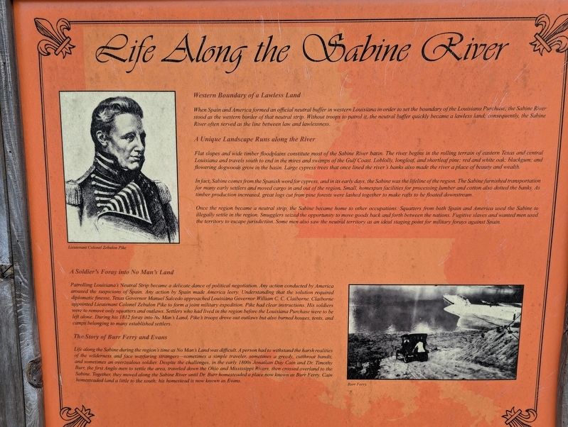 Life Along The Sabine River Marker image. Click for full size.