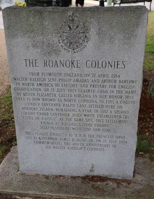 The Roanoke Colonies Marker image. Click for full size.