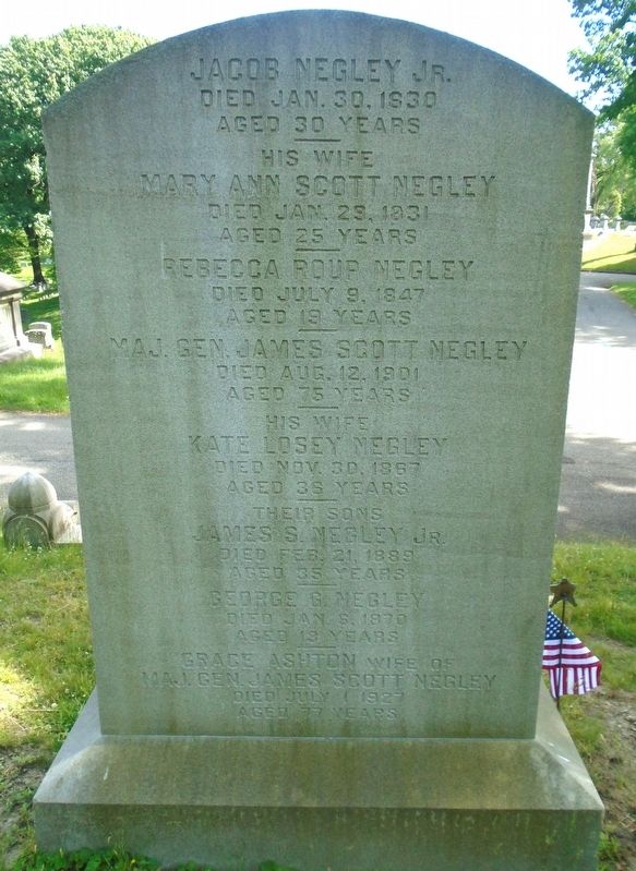Gen. James Scott Negley Marker (back) image. Click for full size.