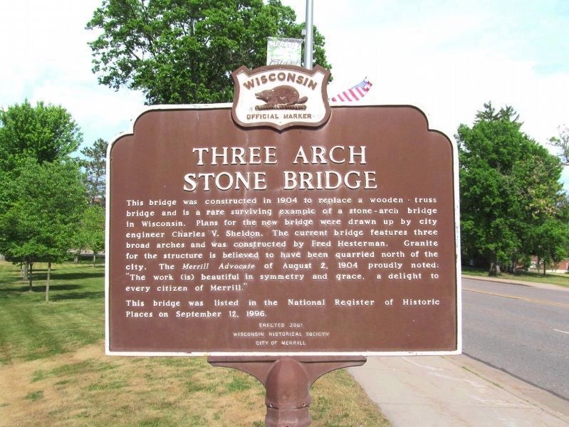 Three Arch Stone Bridge Marker image. Click for full size.