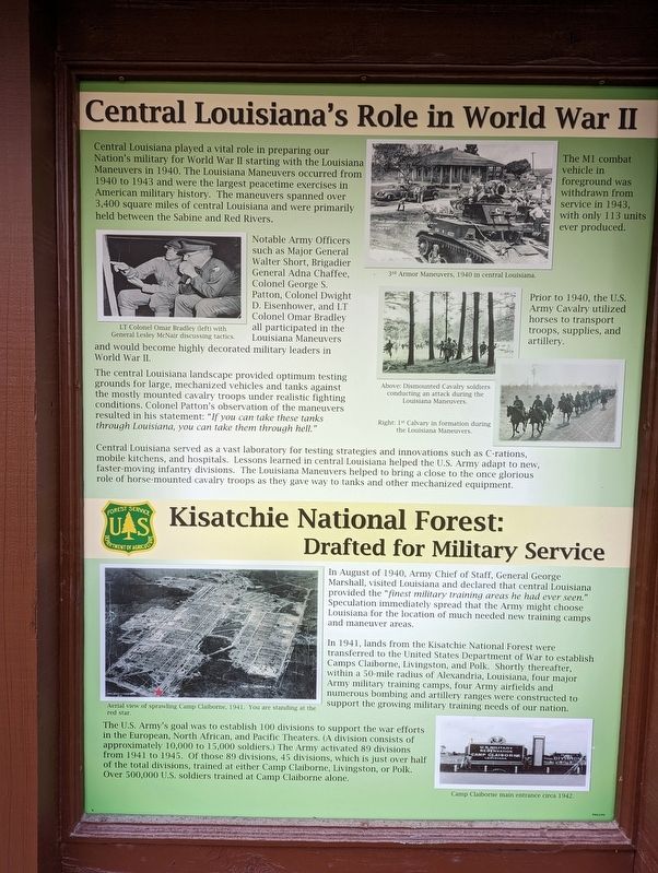Central Louisiana's Role in World War II Marker image. Click for full size.