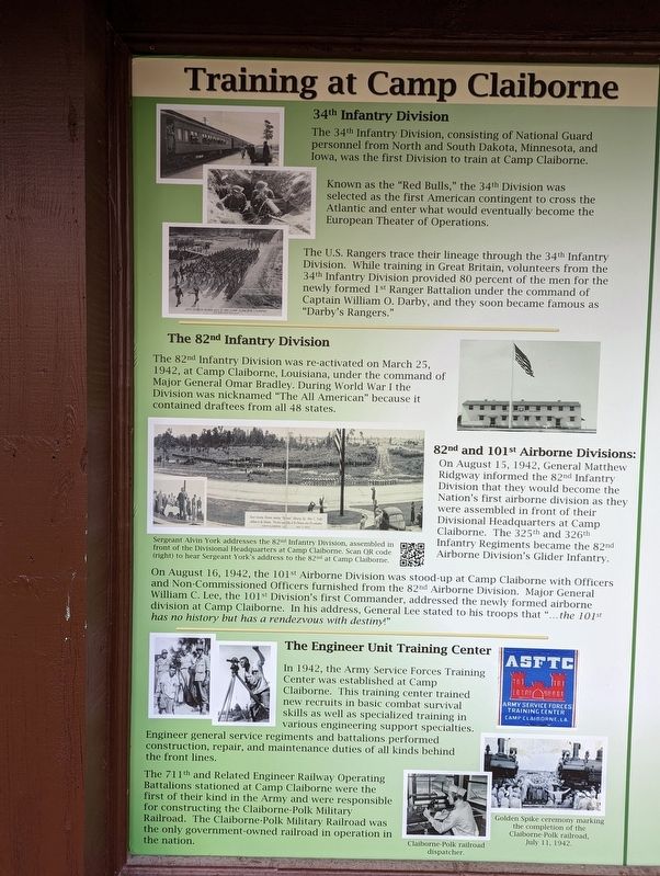 Training At Camp Claiborne side of marker image. Click for full size.