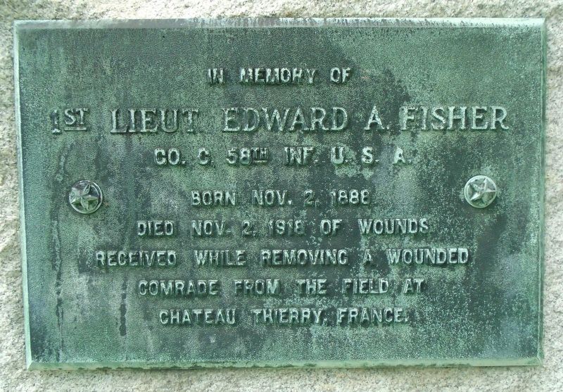 1st Lieut. Edward A. Fisher Marker image. Click for full size.