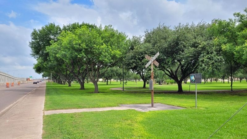 The view of the San Antonio & Rio Grande Railway Marker along the frontage road. Click for full size. The view of the San Antonio & Rio Grande Railway Marker along the frontage road image. Click for full size.