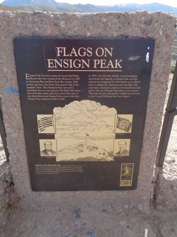 Flags on Ensign Peak Marker image. Click for full size.