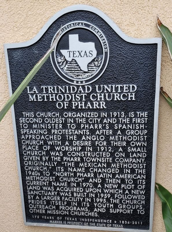 La Trinidad United Methodist Church of Pharr Marker image. Click for full size.