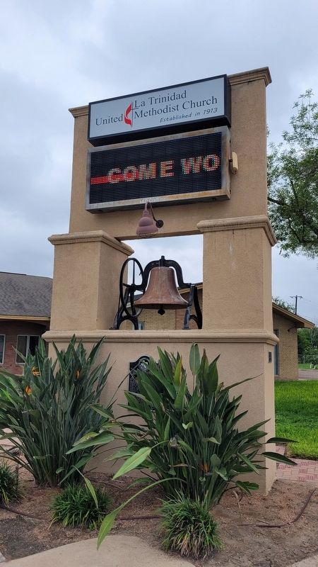 The sign for the La Trinidad United Methodist Church of Pharr and Marker image. Click for full size.