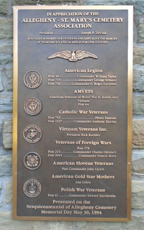 Veterans Memorial Cemetery Association Marker image. Click for full size.