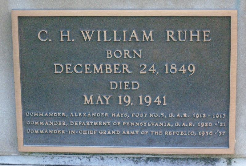 C.H. William Ruhe Marker on Veterans Memorial Plaza Rostrum image. Click for full size.