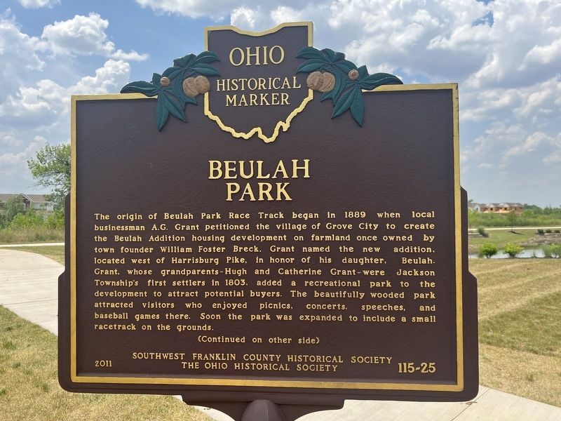 Beulah Park Marker. Click for full size. Beulah Park Marker image. Click for full size.