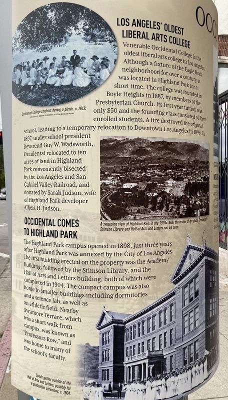 Occidental College Marker image. Click for full size.