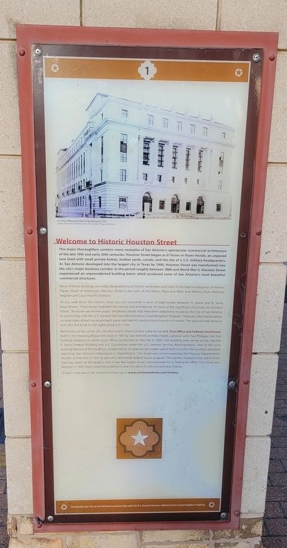 Welcome to Historic Houston Street Marker. Click for full size. Welcome to Historic Houston Street Marker image. Click for full size.
