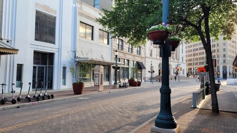 The view of the Welcome to Historic Houston Street Marker from across the street. Click for full size. The view of the Welcome to Historic Houston Street Marker from across the street image. Click for full size.