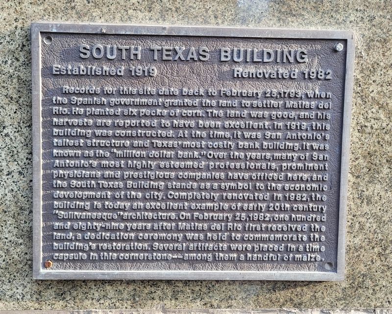 South Texas Building Marker image. Click for full size.