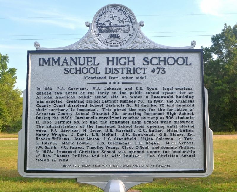Immanuel High School Marker image. Click for full size.