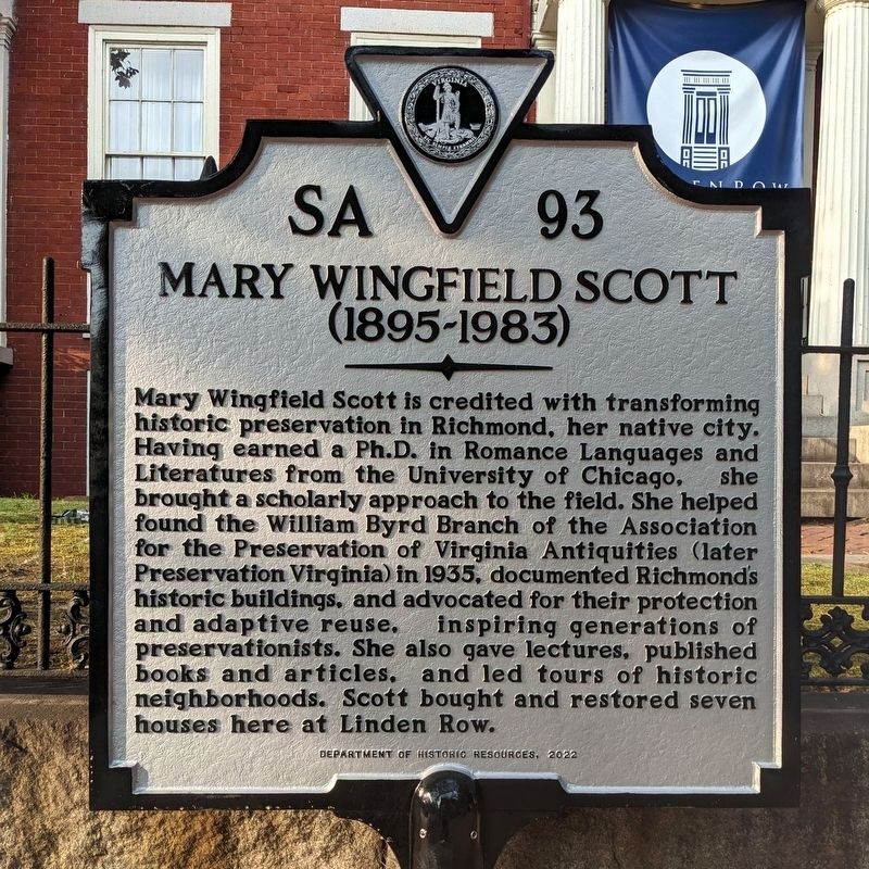 Mary Wingfield Scott Marker image. Click for full size.